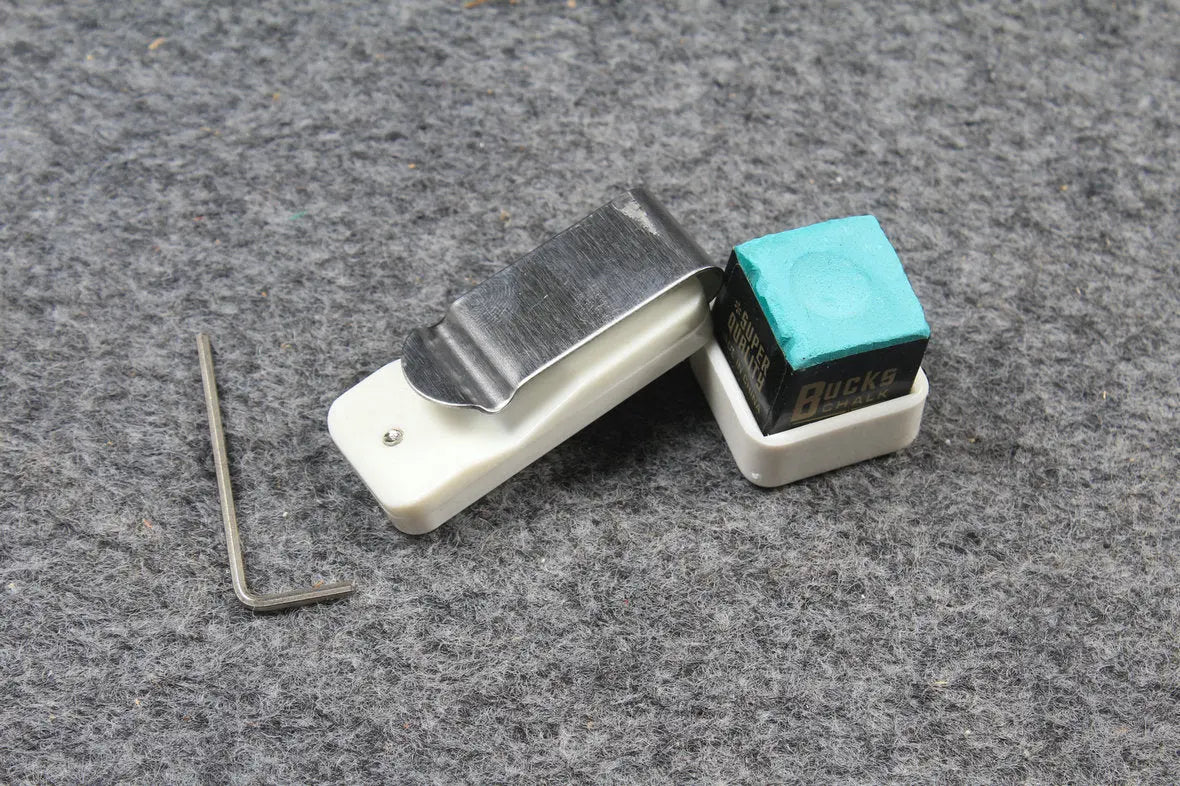 MAGNETIC SNOOKER / POOL CUE CHALK HOLDER WITH BELT CLIP WOODS CUES