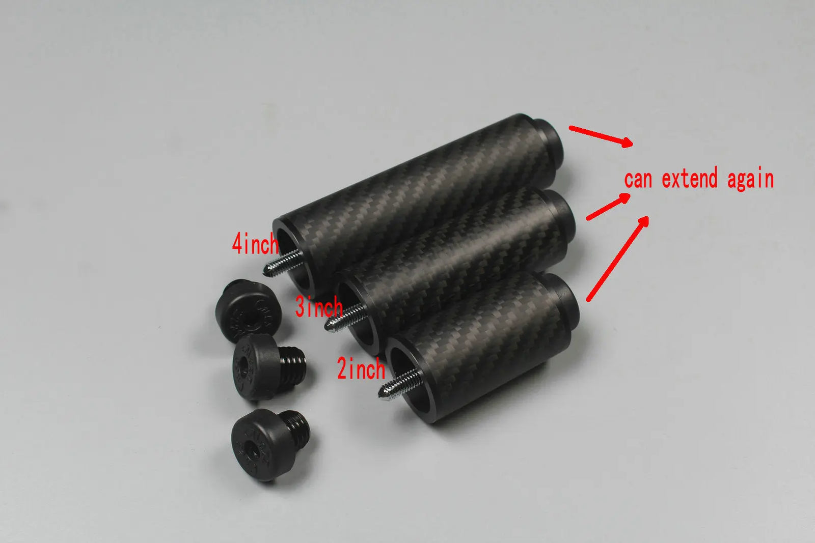 carbon fiber extension 2", 3”, 4", 8" extender fits on mezz cues