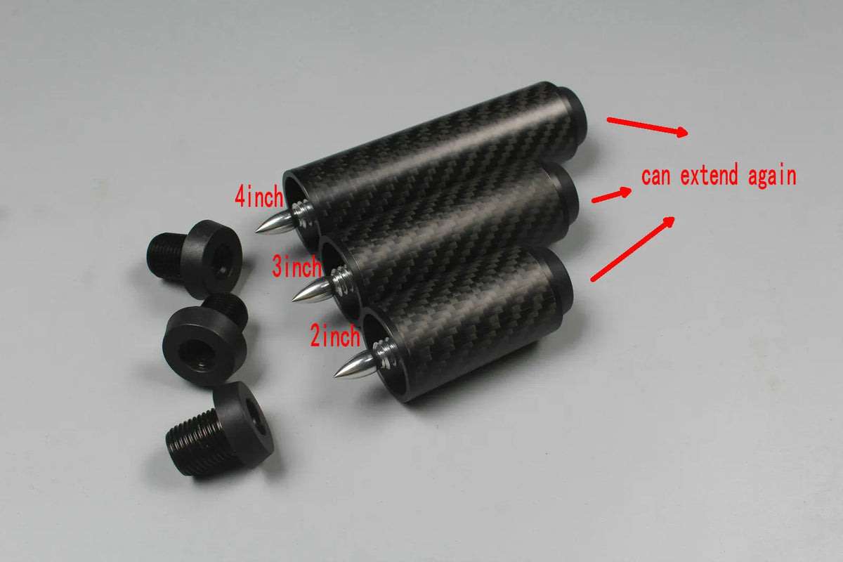 carbon fiber extension 2", 3”, 4", 8" extender fits on uni-loc cartridge system predator cues